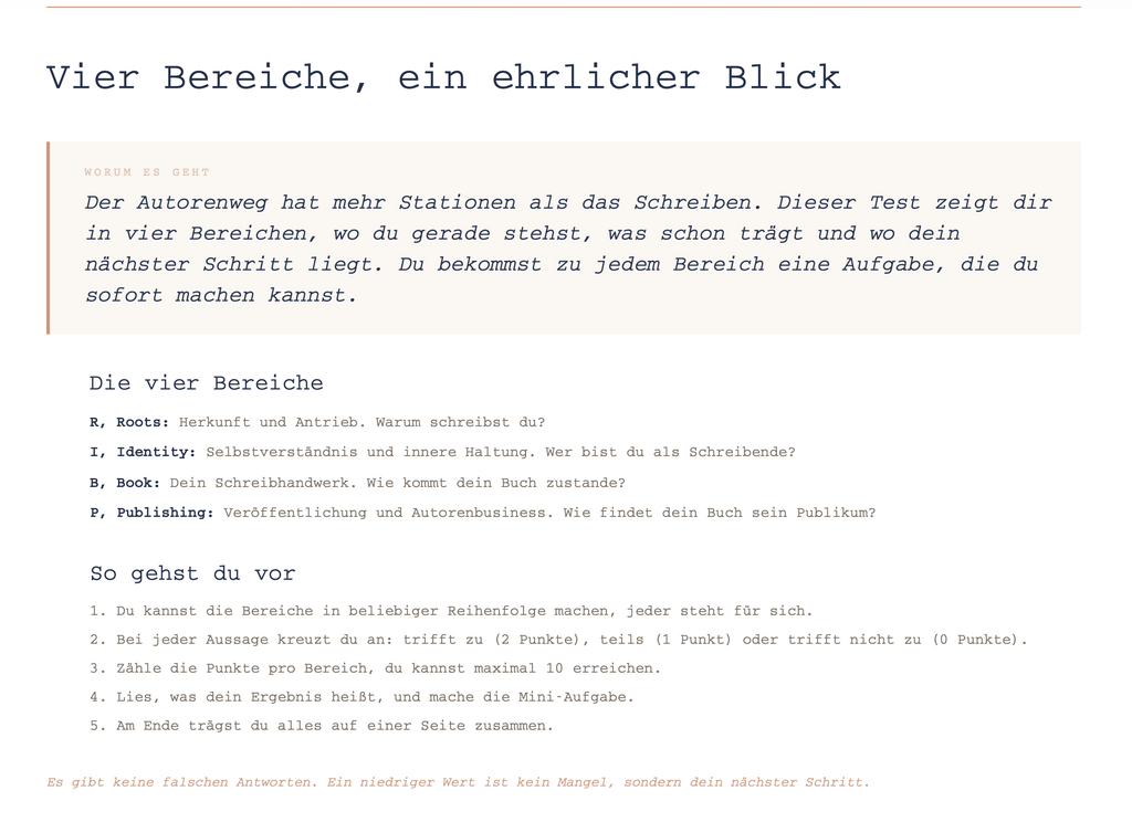 Wo stehst du wirklich auf deinem Autorenweg? Der Test in vier Bereichen